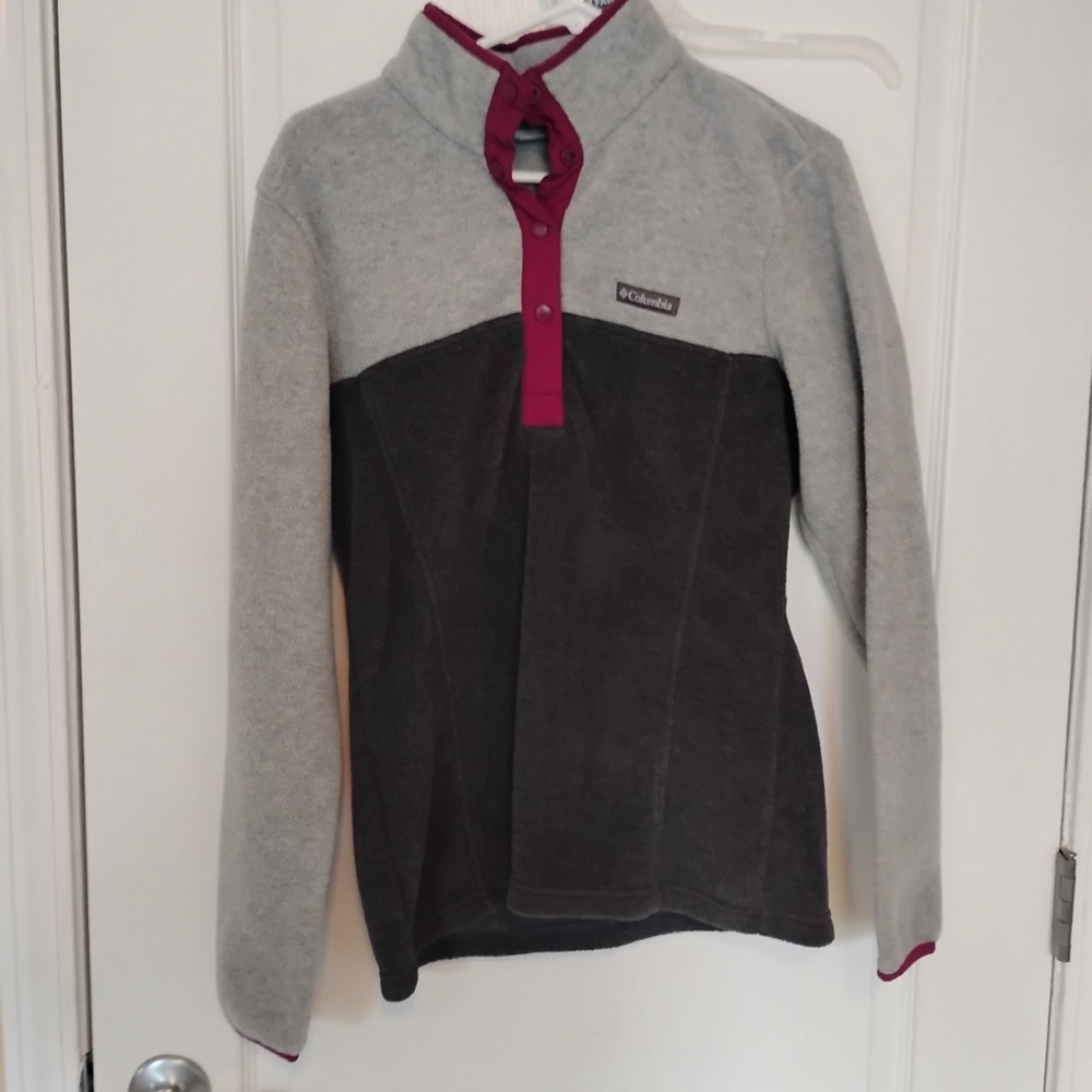 Columbia Burgundy and Gray Fleece Jacket